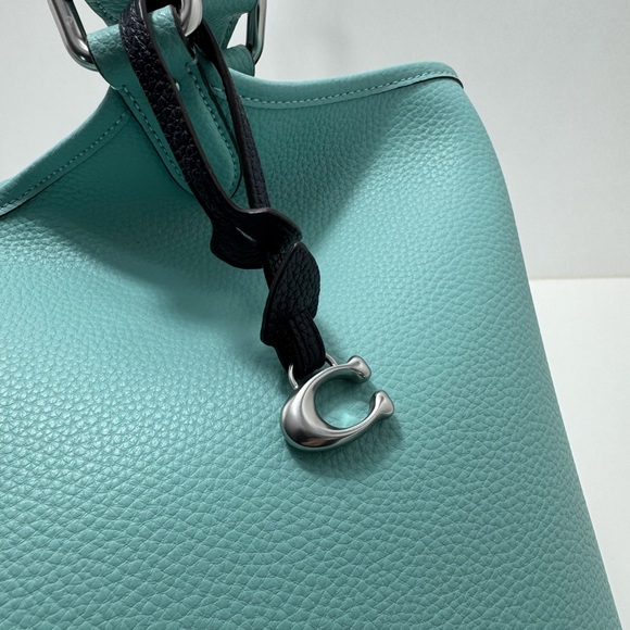 COACH Day Tote Bag in Aqua Blue & Matching Flower Charm - Picture 13 of 14